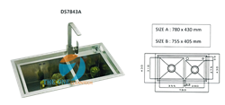 Chậu rửa bát 2 hố DS7843A