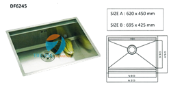 Chậu rửa bát 1 hố DF6245